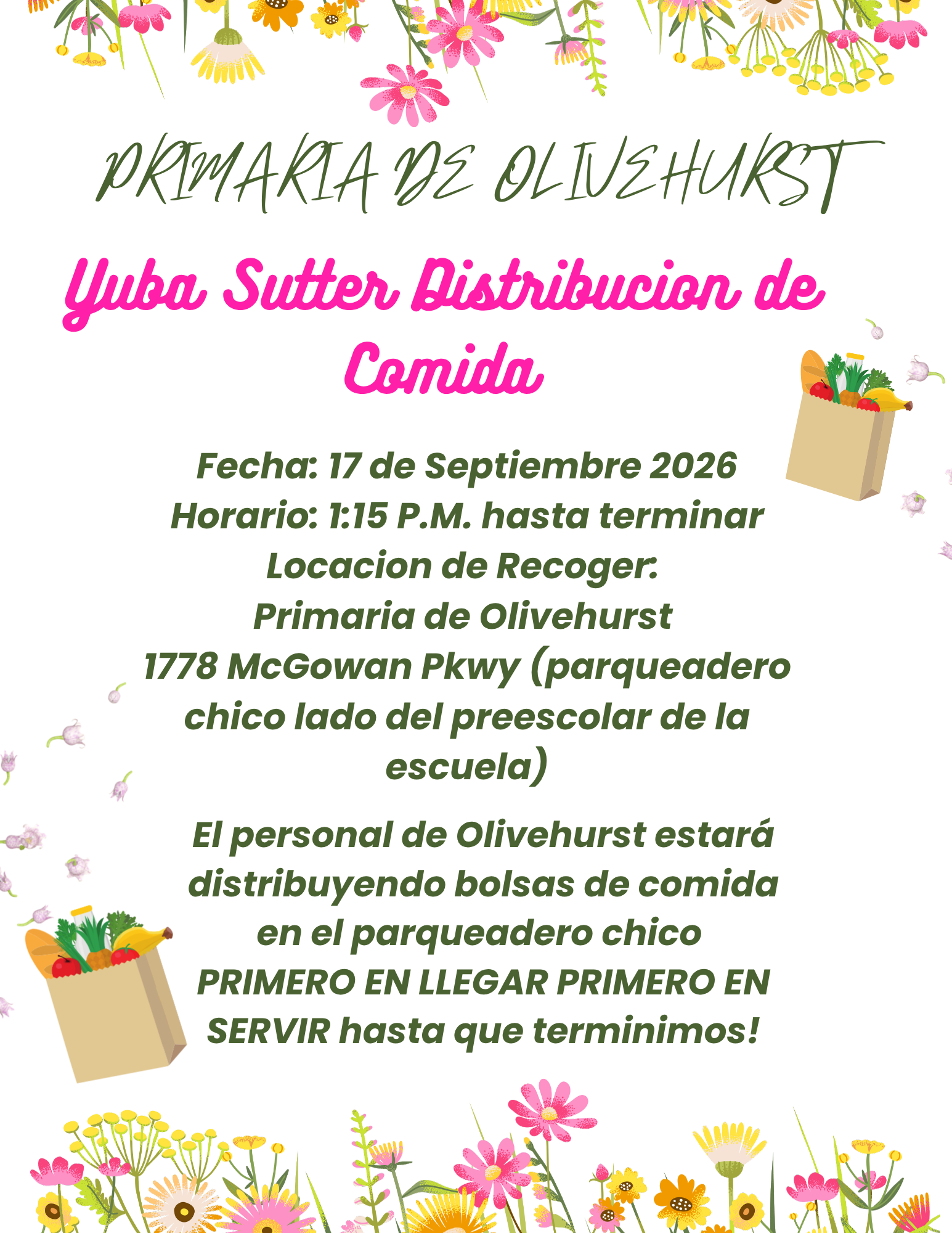 Yuba Sutter Food Distribution spanish